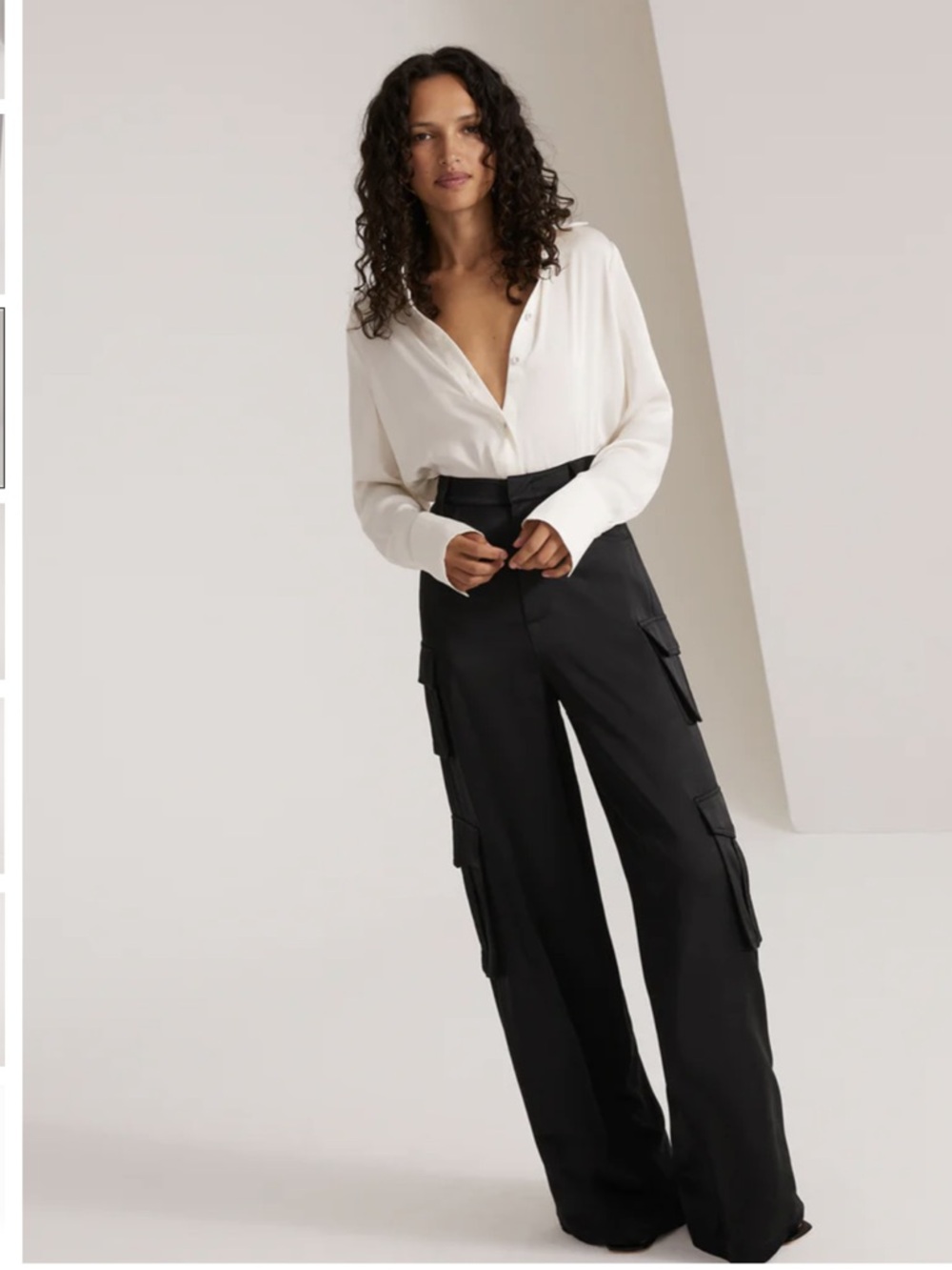 Favorite Daughter Satin Cargo Pants Black Size 2 - Picture 3 of 14